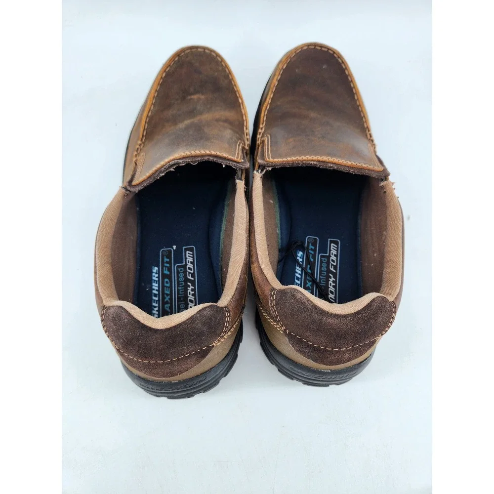 Skechers Braver Rayland Relaxed Fit Slip On Loafers Mens 11 Brown Leather 64502‎
